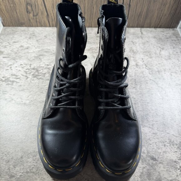 Dr. Martens Jadon Platform Combat Boots Size W6 M5 Black Leather Punk Goth Docs - Picture 7 of 9